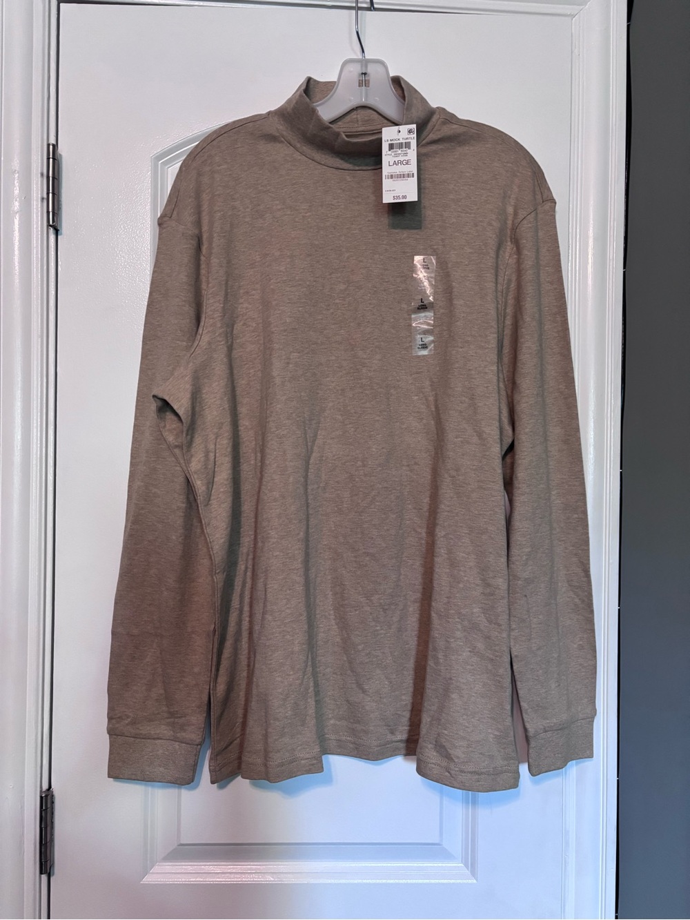 NWT Club Room Long Sleeve Mock Neck Shirt in Taupe Large